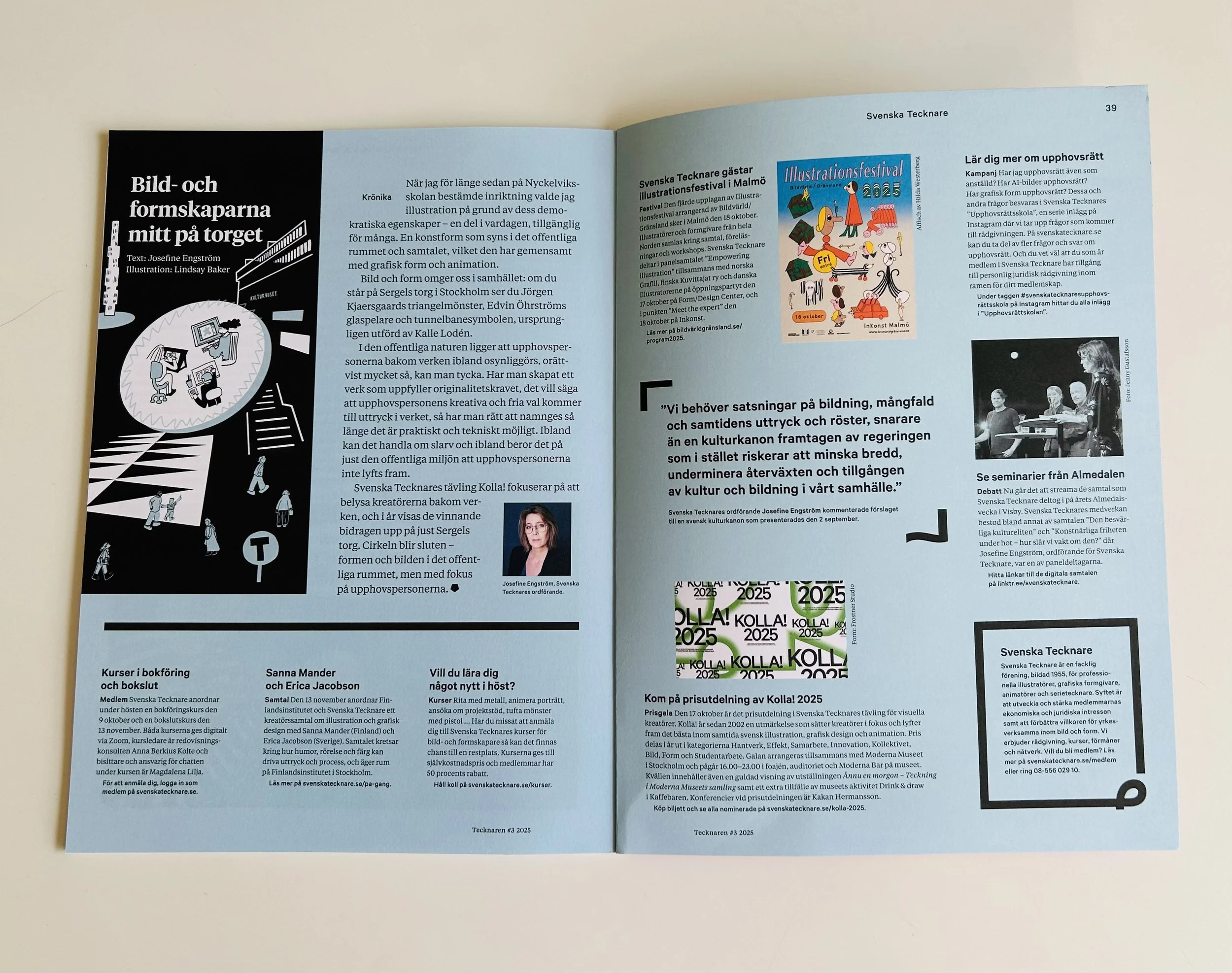 Photo of the spread in Tecknaren