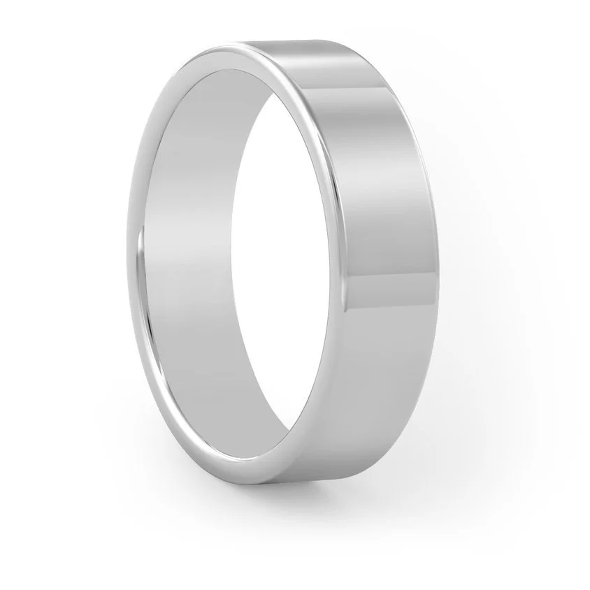 Platinum soft edge wedding band