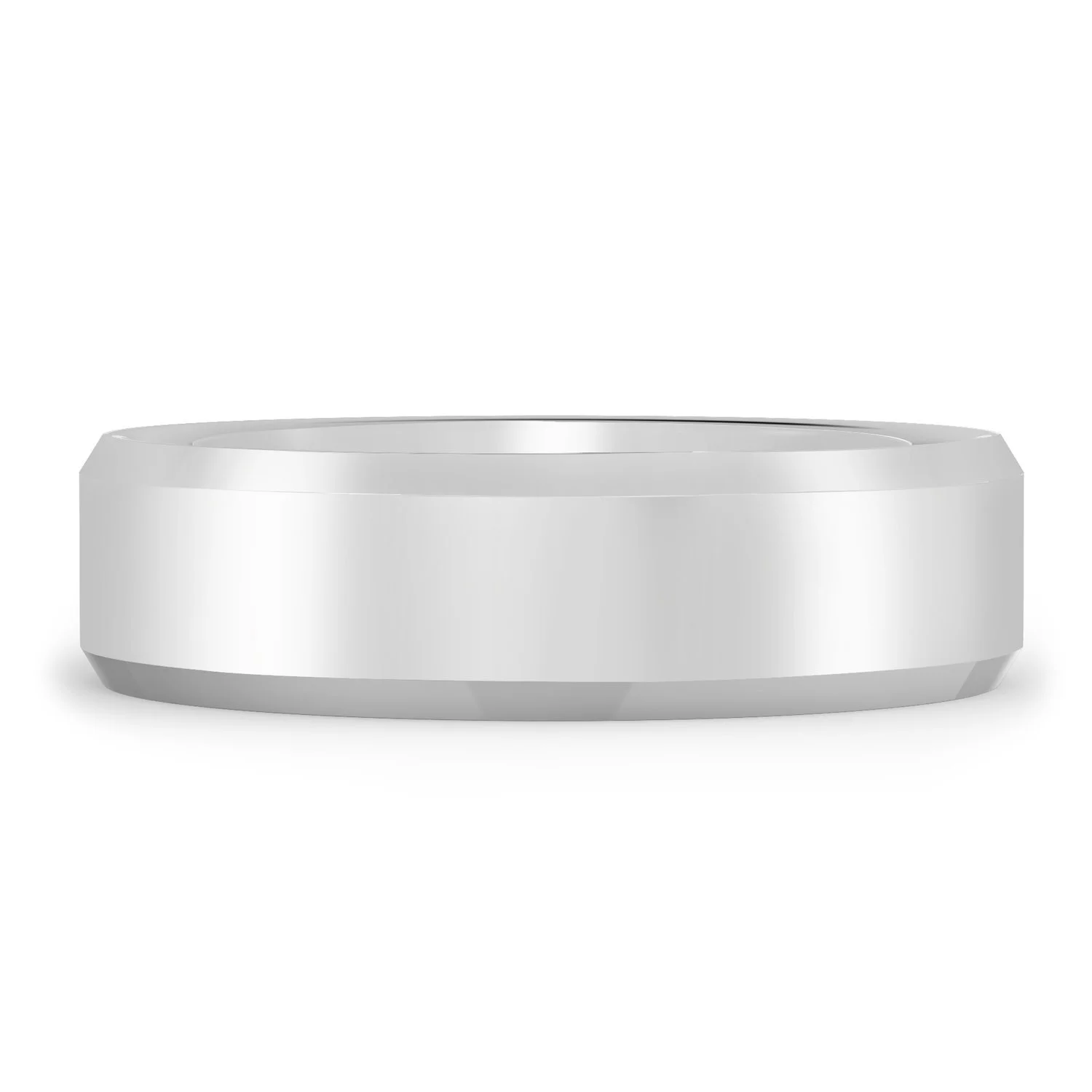 Platinum beveled edge wedding ring.