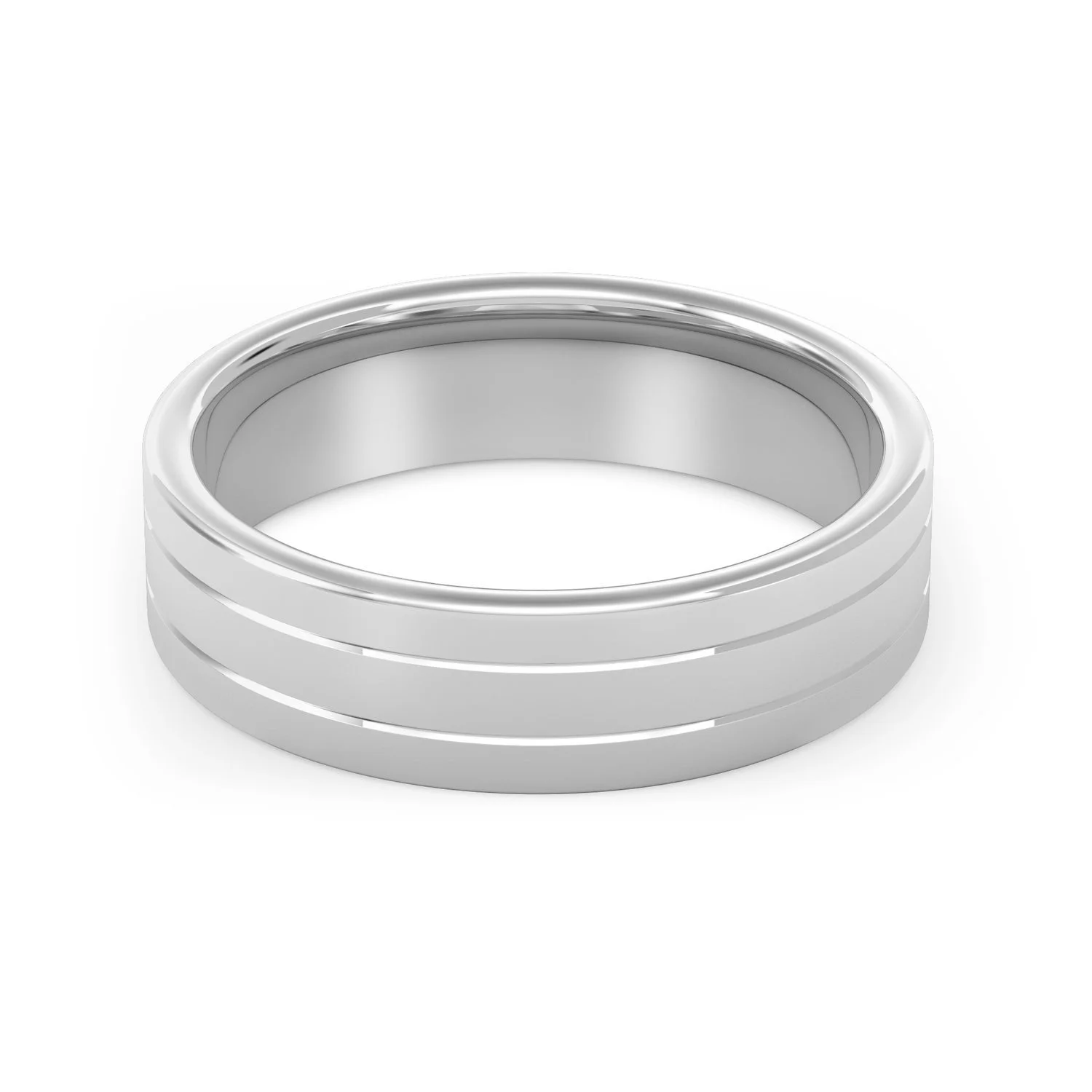 Flat court shaped wedding band. Handcrafted in our jewellery shop in Hatton Garden.