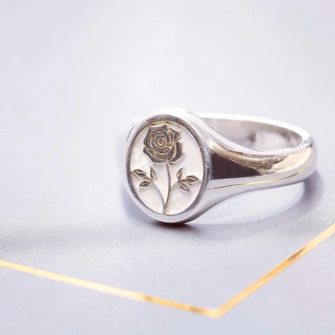 Rose engraved onto a ring