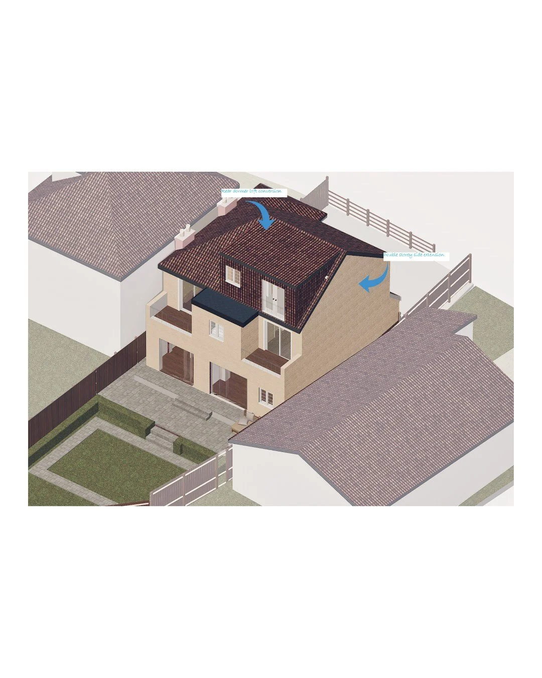 Side and double storey extension combined with a loft conversion designed to completely transform this home.

The brief was clear: extend to the rear and side, create a larger kitchen with full width bifolds, add a proper utility room, and unlock the