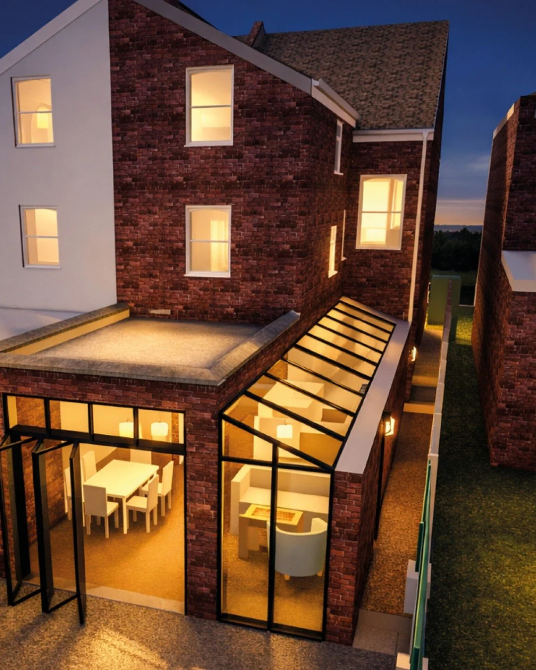 Planning approval secured for this side extension and full internal reconfiguration.

This project reimagines the ground floor layout to create a more functional flow, delivering a large open plan kitchen, dining and snug area, alongside improved bed