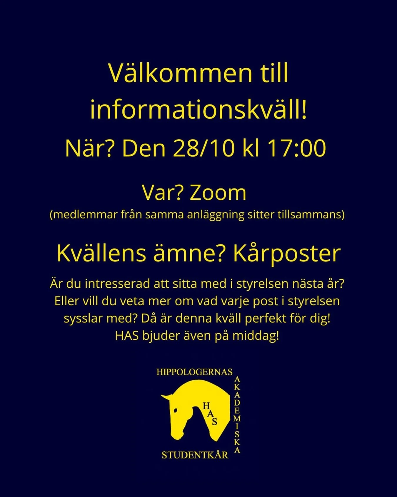 &Auml;r du intresserad av att g&aring; med i styrelsen 2026? Tisdagen den 28/10 kommer vi presentera de olika posterna och vad det inneb&auml;r att sitta p&aring; respektive post. I Str&ouml;msholm kommer vi samlas i pluggh&auml;sten d&auml;r vi &aum