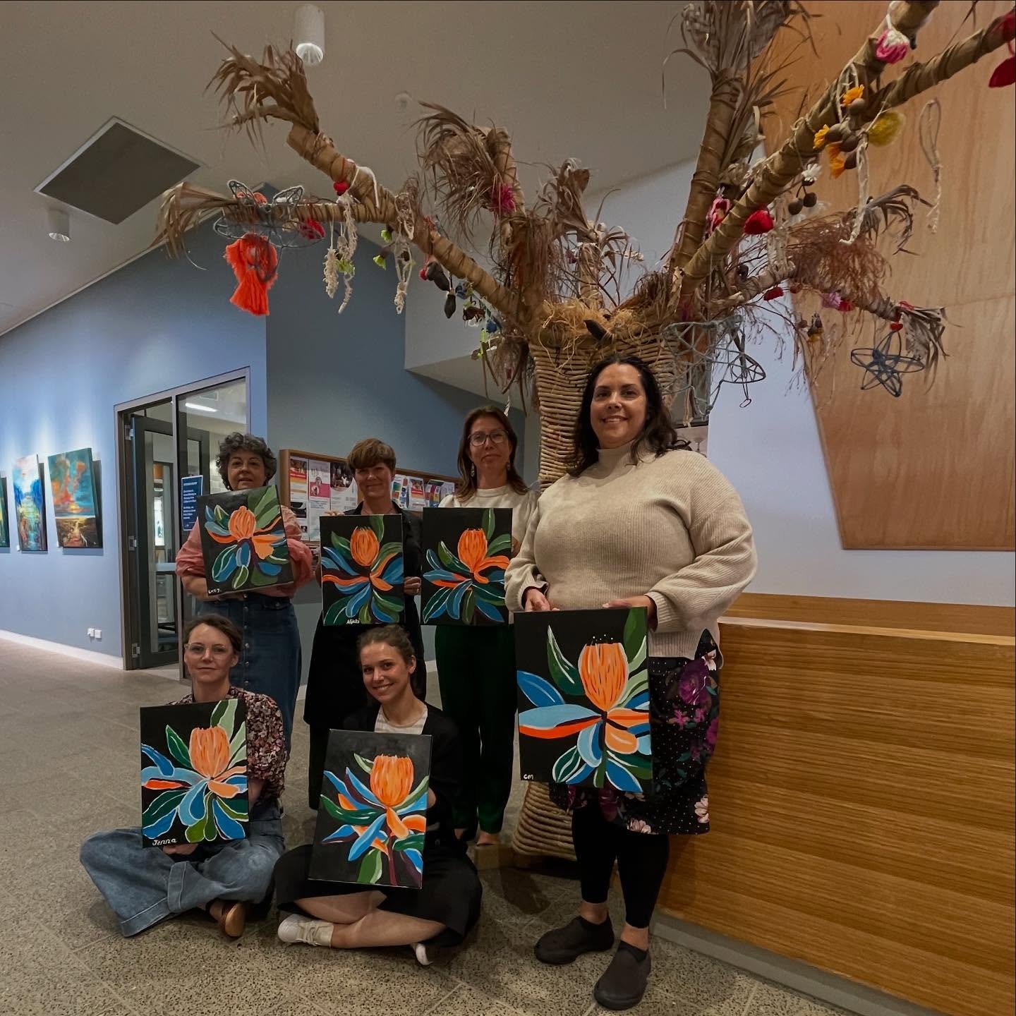 🎨🖌️✨Brushes out, good vibes on! 🎨🖌️✨

Custom paint and sip themes are now available! 

Get in touch today and we&rsquo;ll help bring your vision to life! 

#paintandsip #teamworkmakesthedreamwork #craftparty #artsy #vibes #supportlocal #inspo #ho