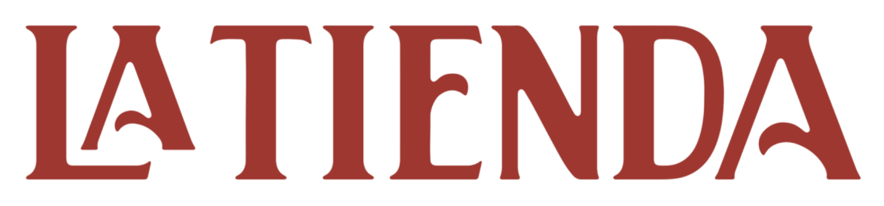 The logo of La Tienda in red lettering.