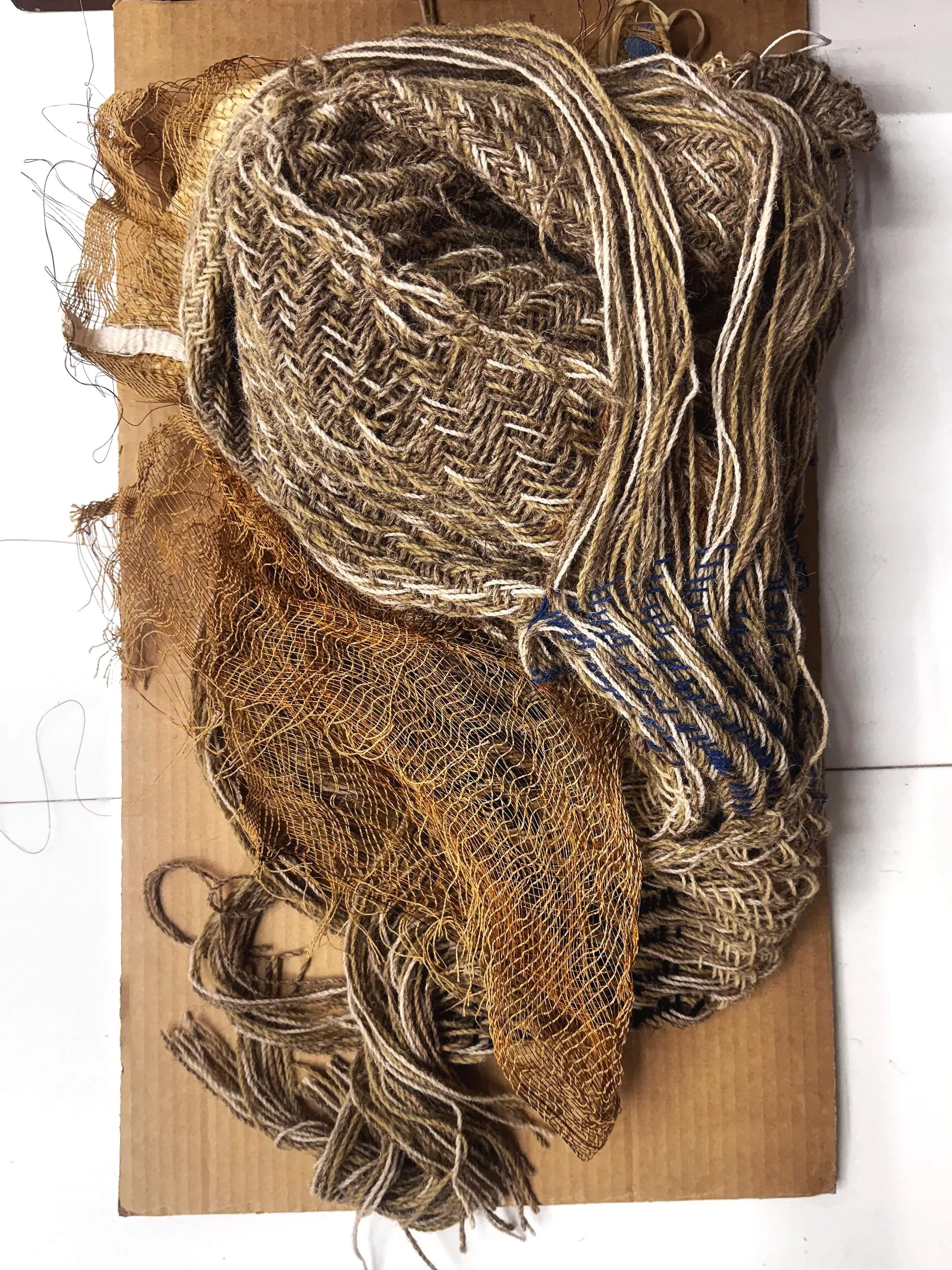 Layering and Sculpting |
Exploring Textiles that look like theyve been washed ashore |
Cotton , Copper Wire and Recycled Wool 