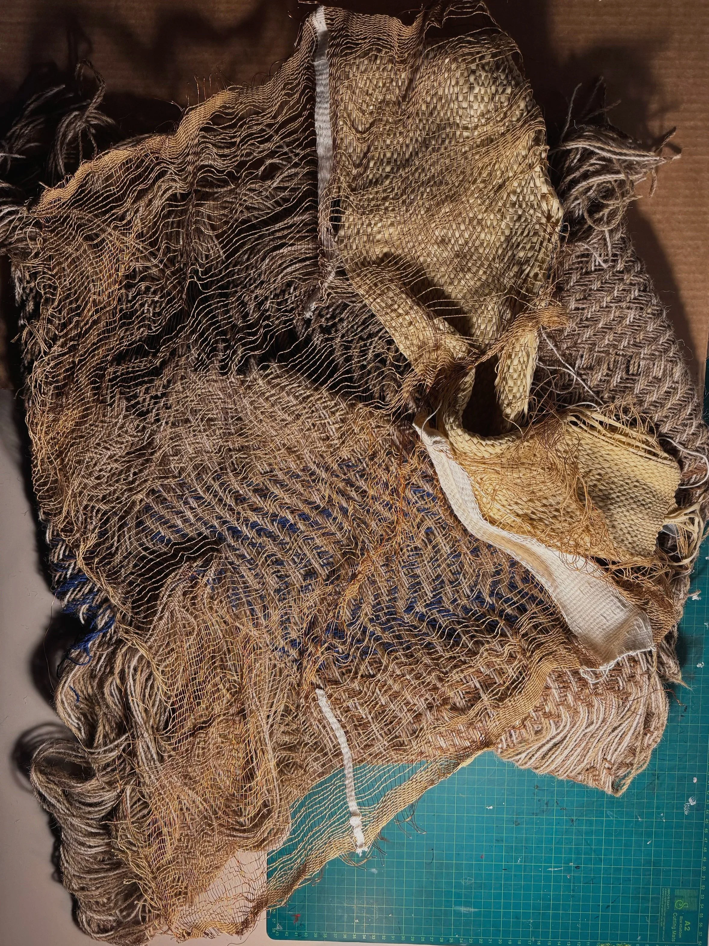 Layering and Sculpting |
Exploring Textiles that look like theyve been washed ashore |
Cotton , Copper Wire and Recycled Wool 