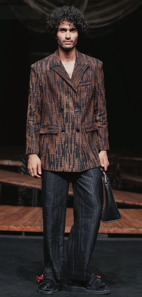 Leather Scrap Rewoven | 
Co-Designed for Paiwand x Re-lan Circular Design Challenge Winner Runway showcase