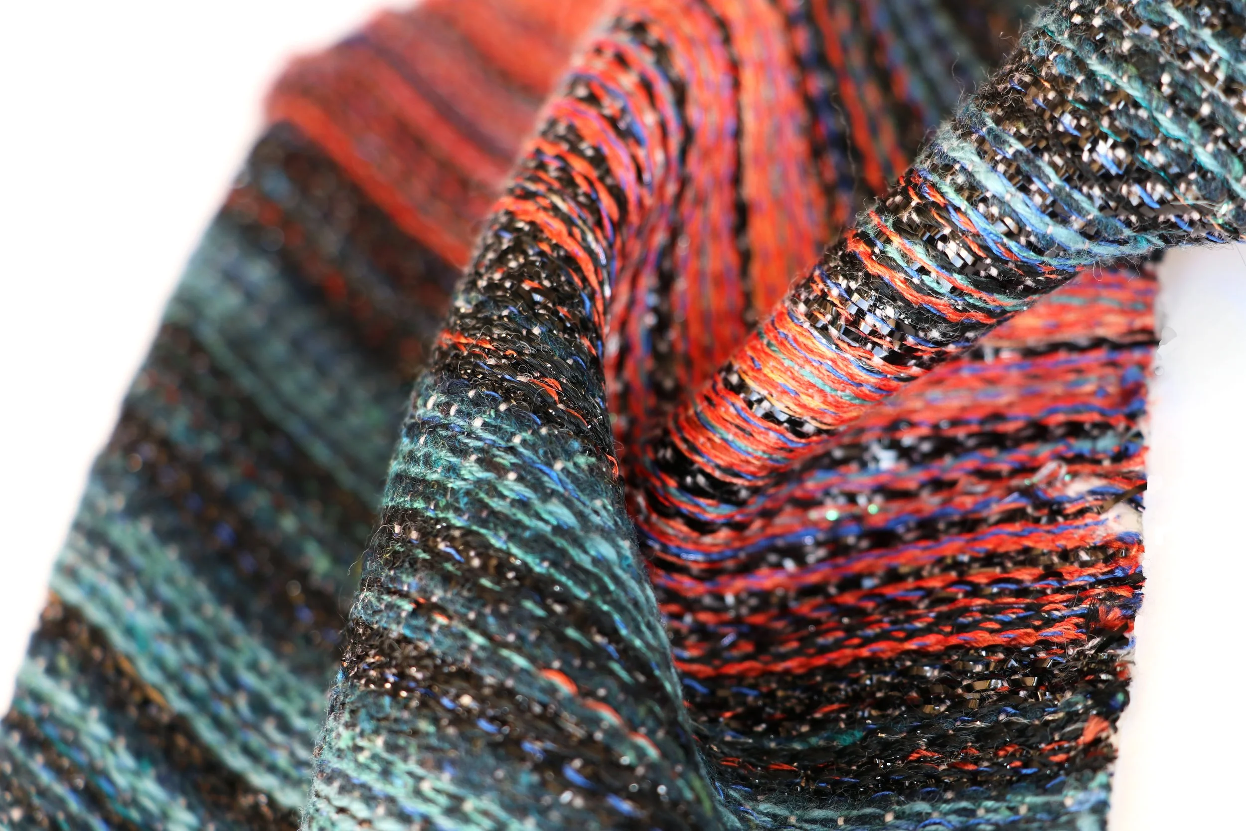 Glitch Series 
Cassette Tapes, Wool and Upcycled Cotton Yarn