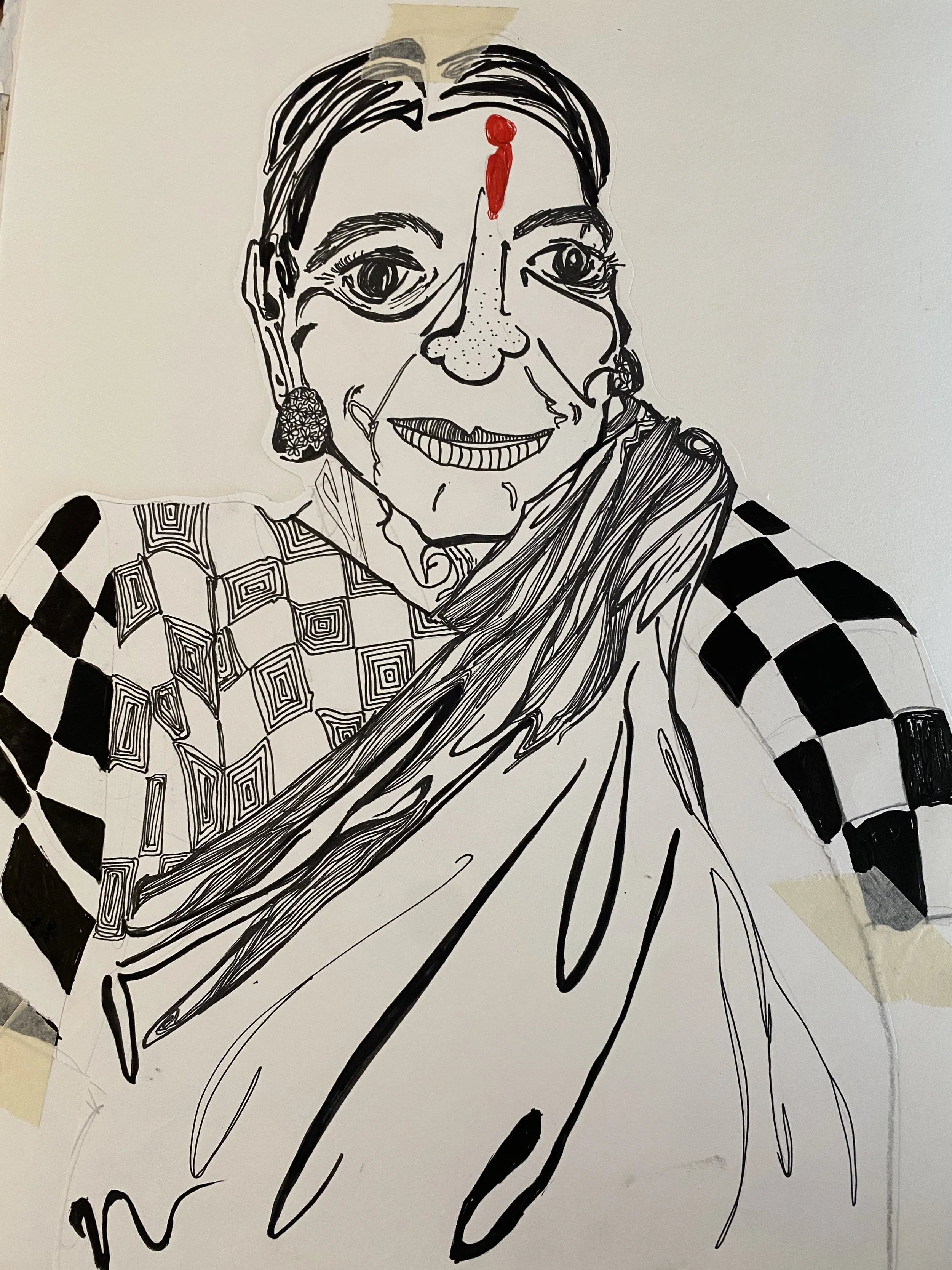 Fine Liner Pen Drawing on Paper