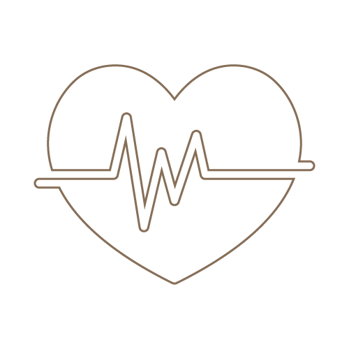 A gray heart with an electrocardiogram line running through it.