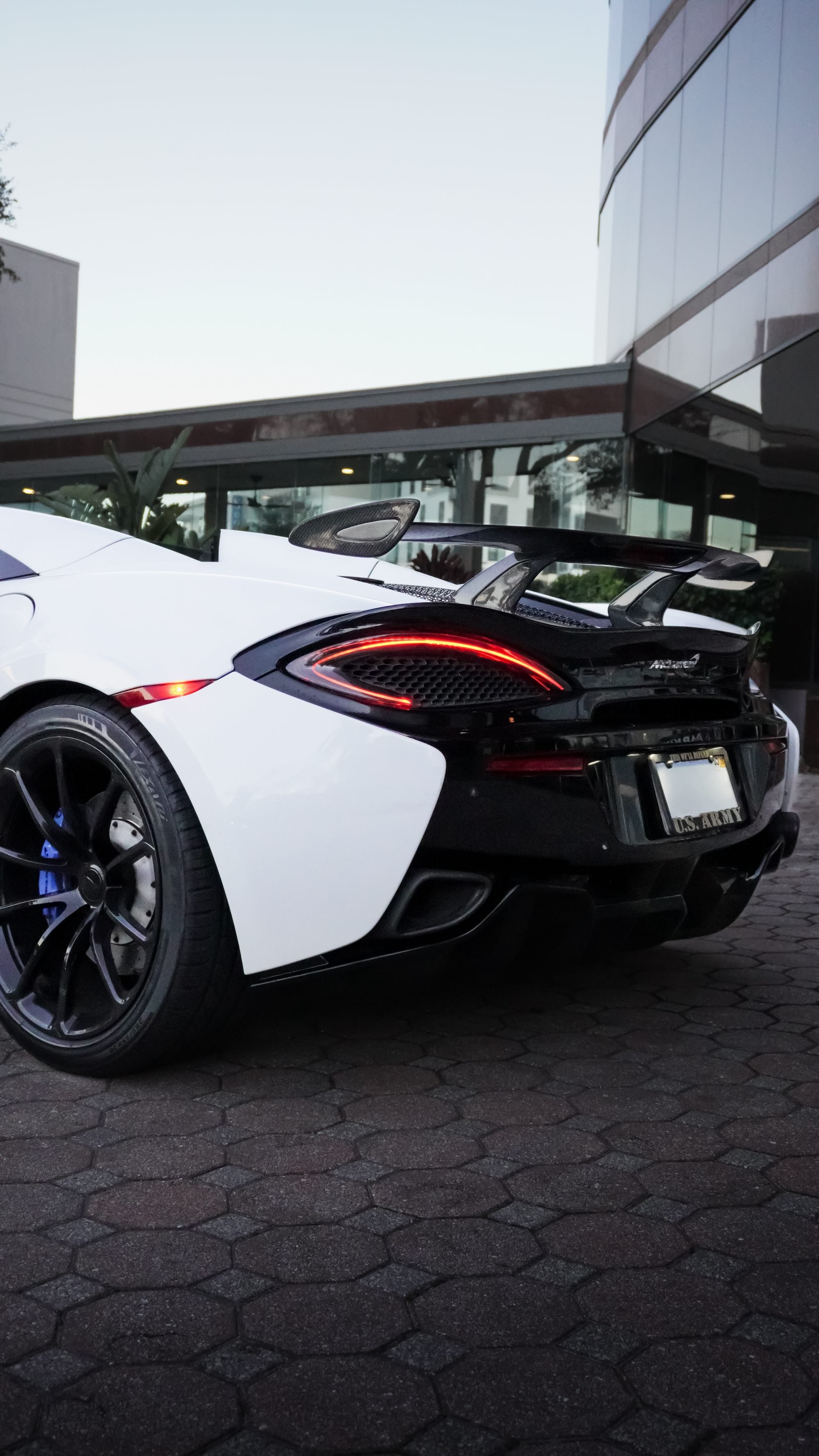 Rear view of McLaren 570S Spyder with LED taillights in Tampa