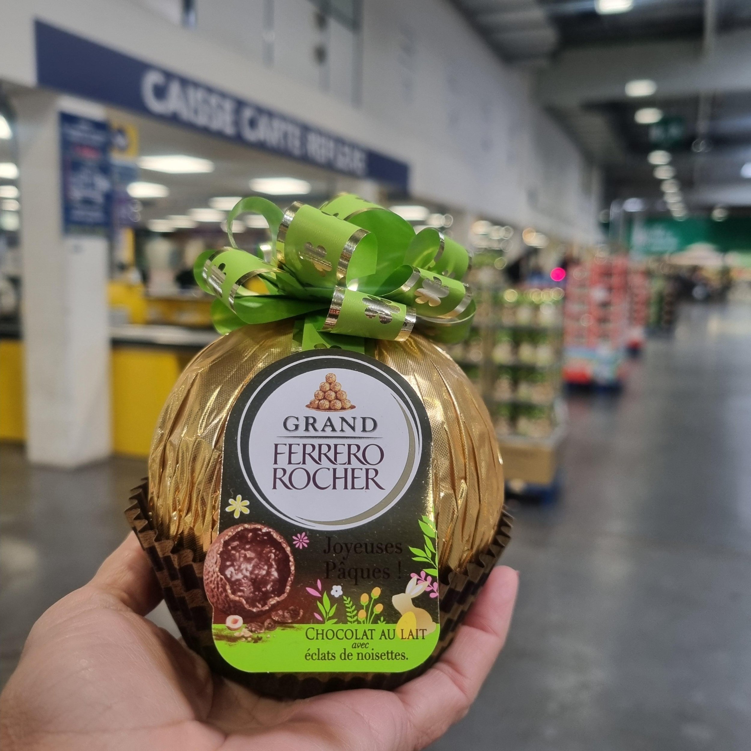 Oeuf de Pâques de chocolat au lait et noisettes FERRERO ROCHER - 100gr