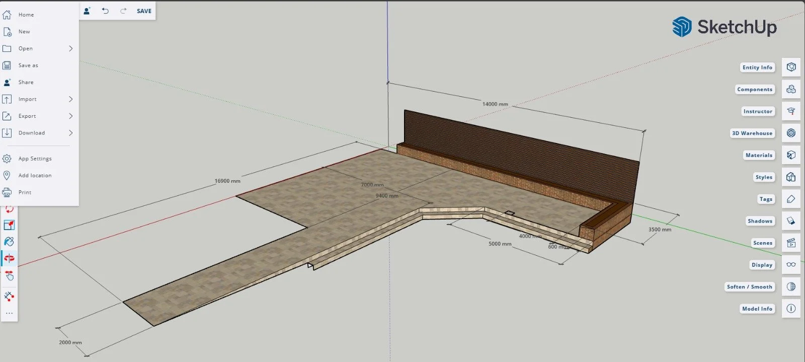 3D model of a garden design in Warwickshire