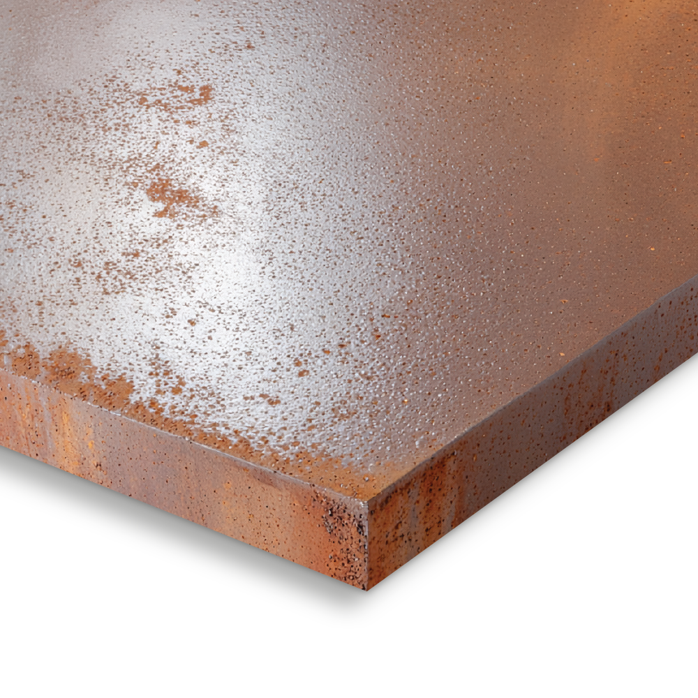 Corten steel sheet with natural weathering surface patina