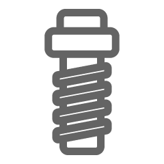 A grey threaded bolt icon symbolising Scandcuts tapping and threading service