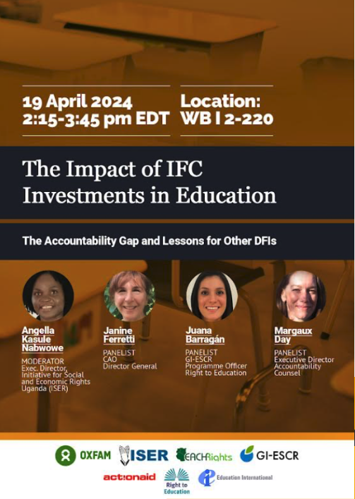 Poster for the 2024 event The Impact of IFC Investments in Education The Accountability Gap and Lessons for Other DFIs