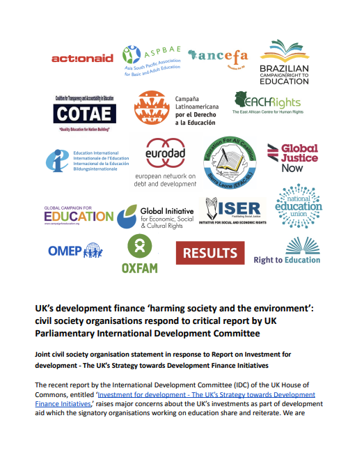 UK’s development finance ‘harming society and the environment’: civil society organisations respond to critical report by UK Parliamentary International Development Committee