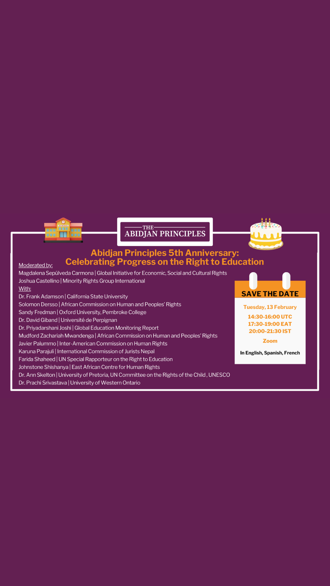 Webinar - Abidjan Principles 5th Anniversary:                                              Celebrating Progress on the Right to Education