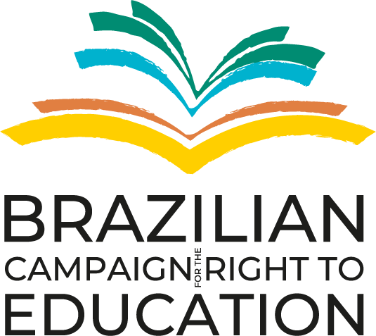 Colorful open book logo with the text 'Brazilian Campaign for the Right to Education' beneath it.