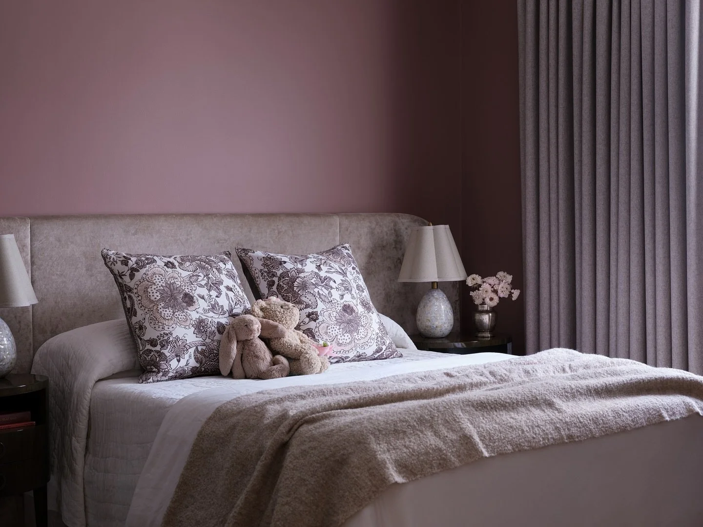 GROWING OLDER | Rooms that grow with you. At LGI we design with longevity in mind, creating spaces that feel timeless even in life&rsquo;s most playful seasons. This little girl&rsquo;s room blends deep pink walls with a blush toned bed to give her a