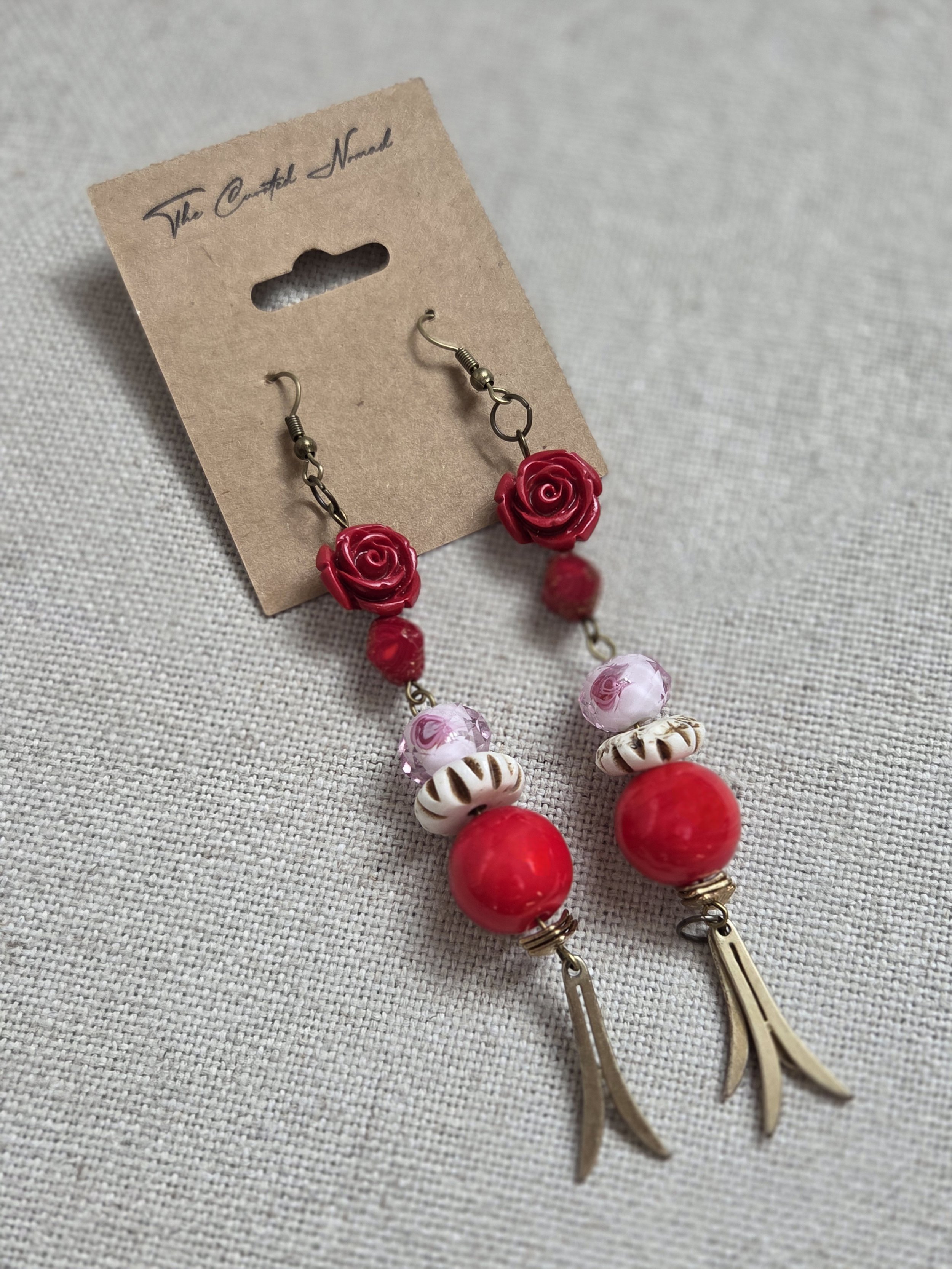 Vintage tassle with etched bone and czech glass