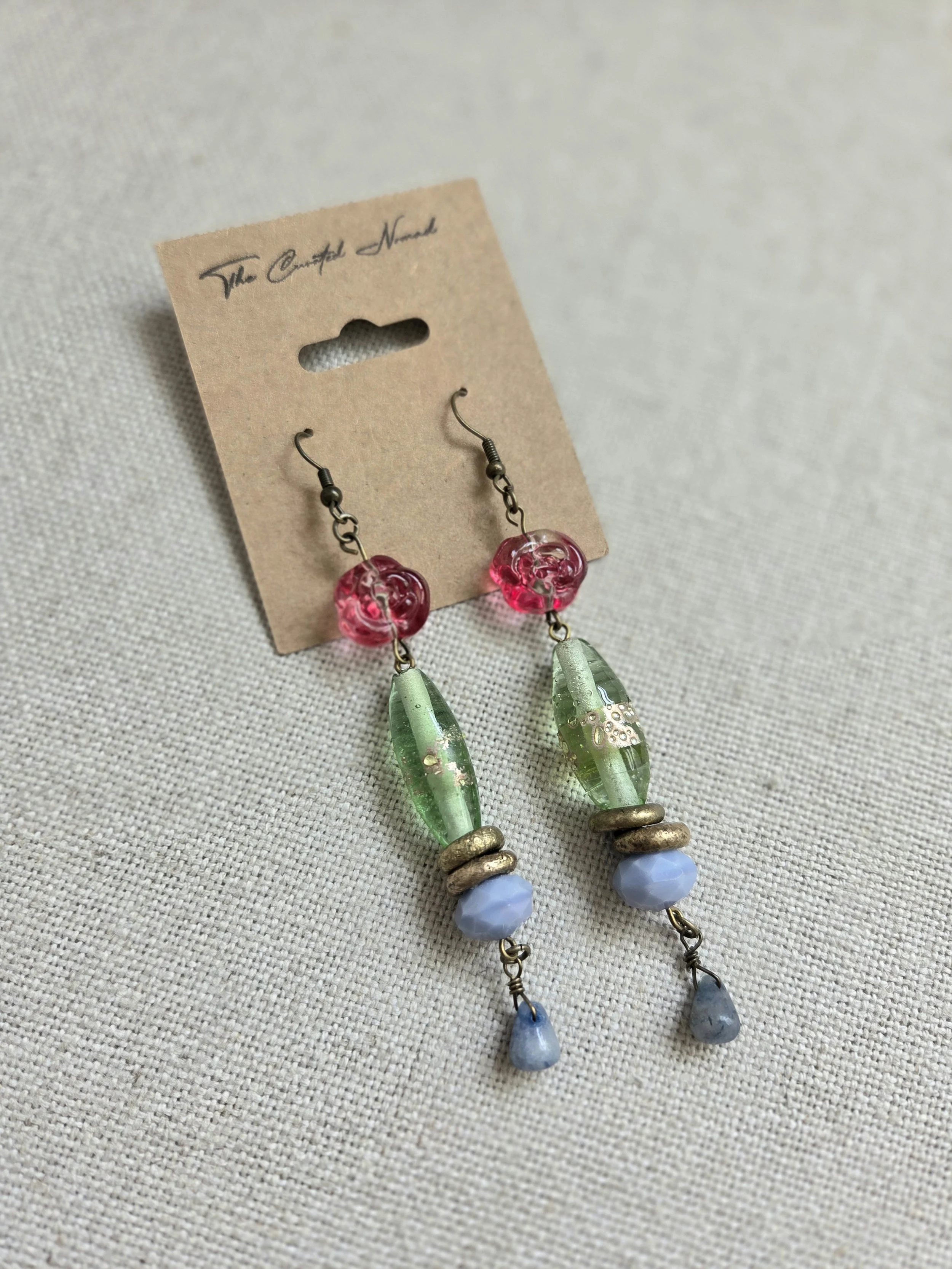 Vintage czech glass and brass rings