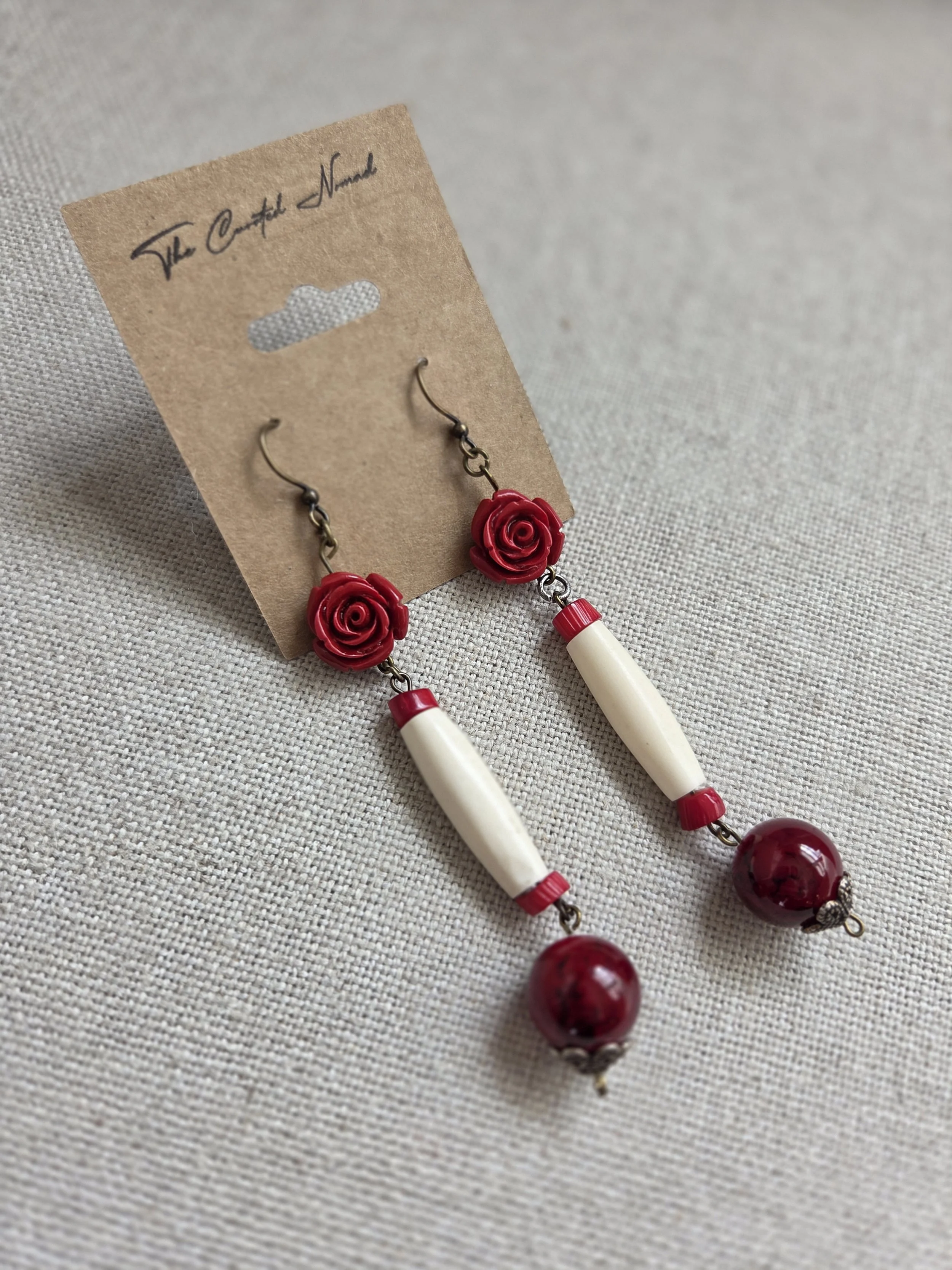 Bone with red coral and rose
