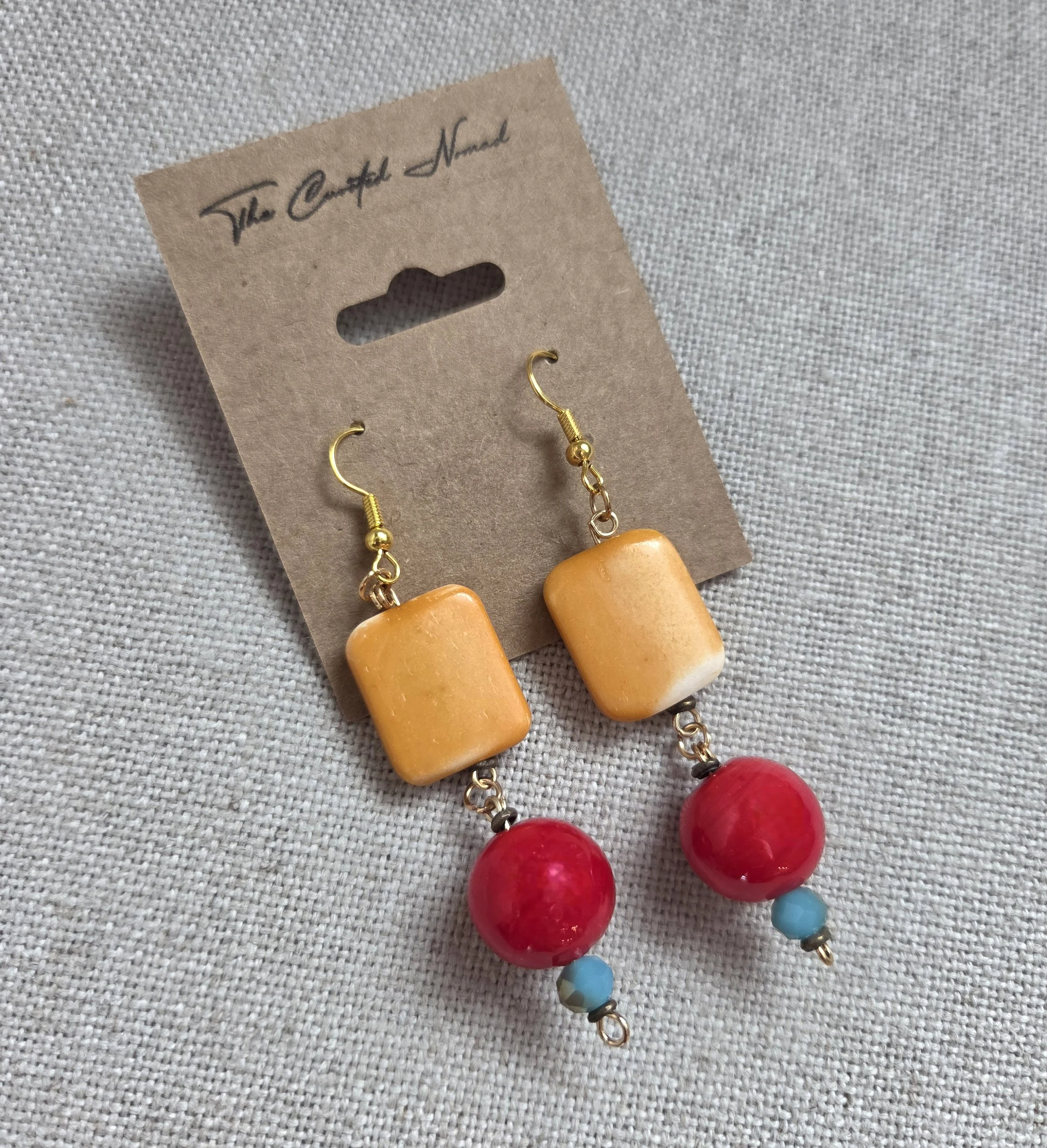 Mid century inspired coral and czech glass