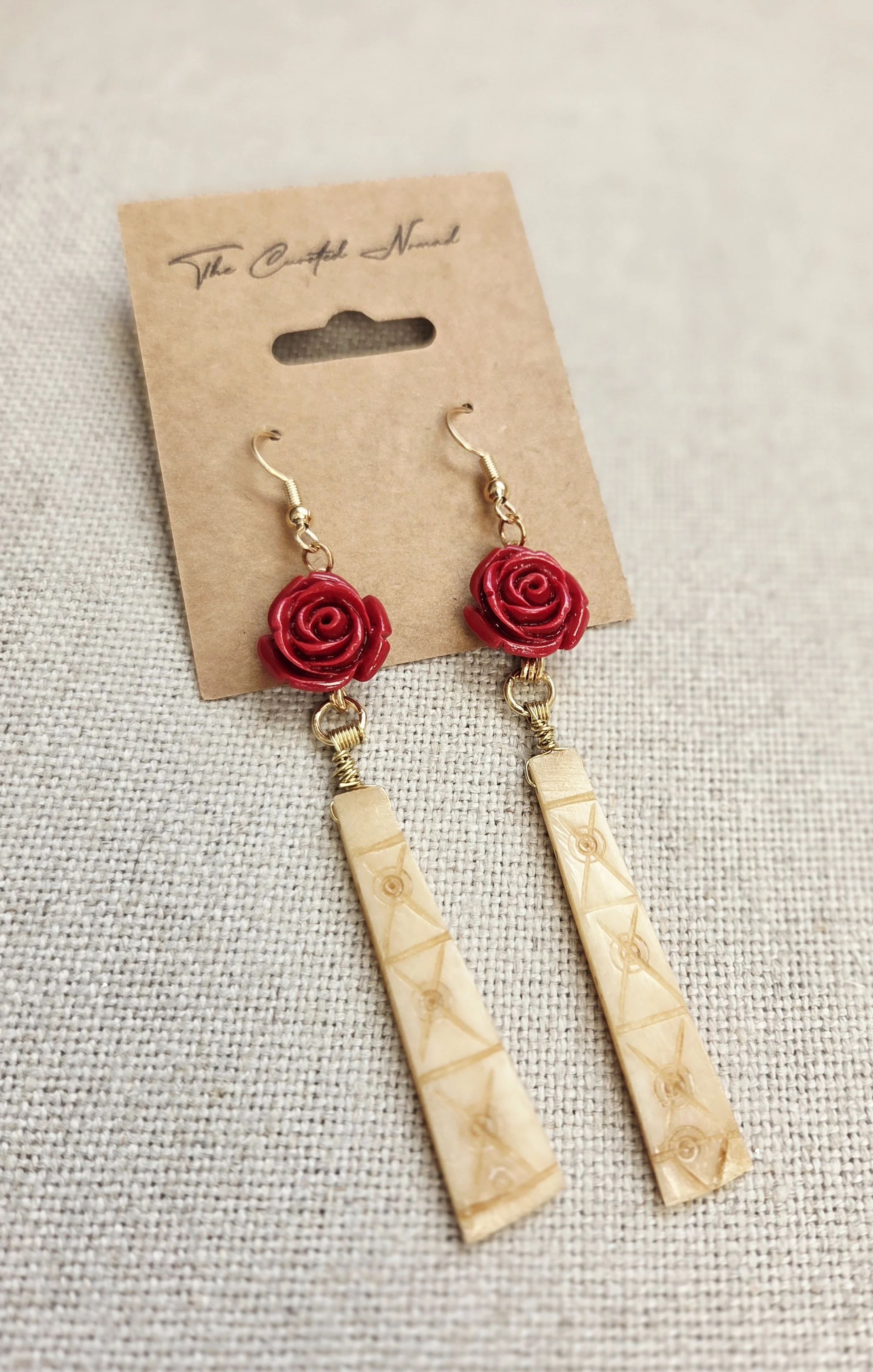 Vintage etched bone and acrylic rose
