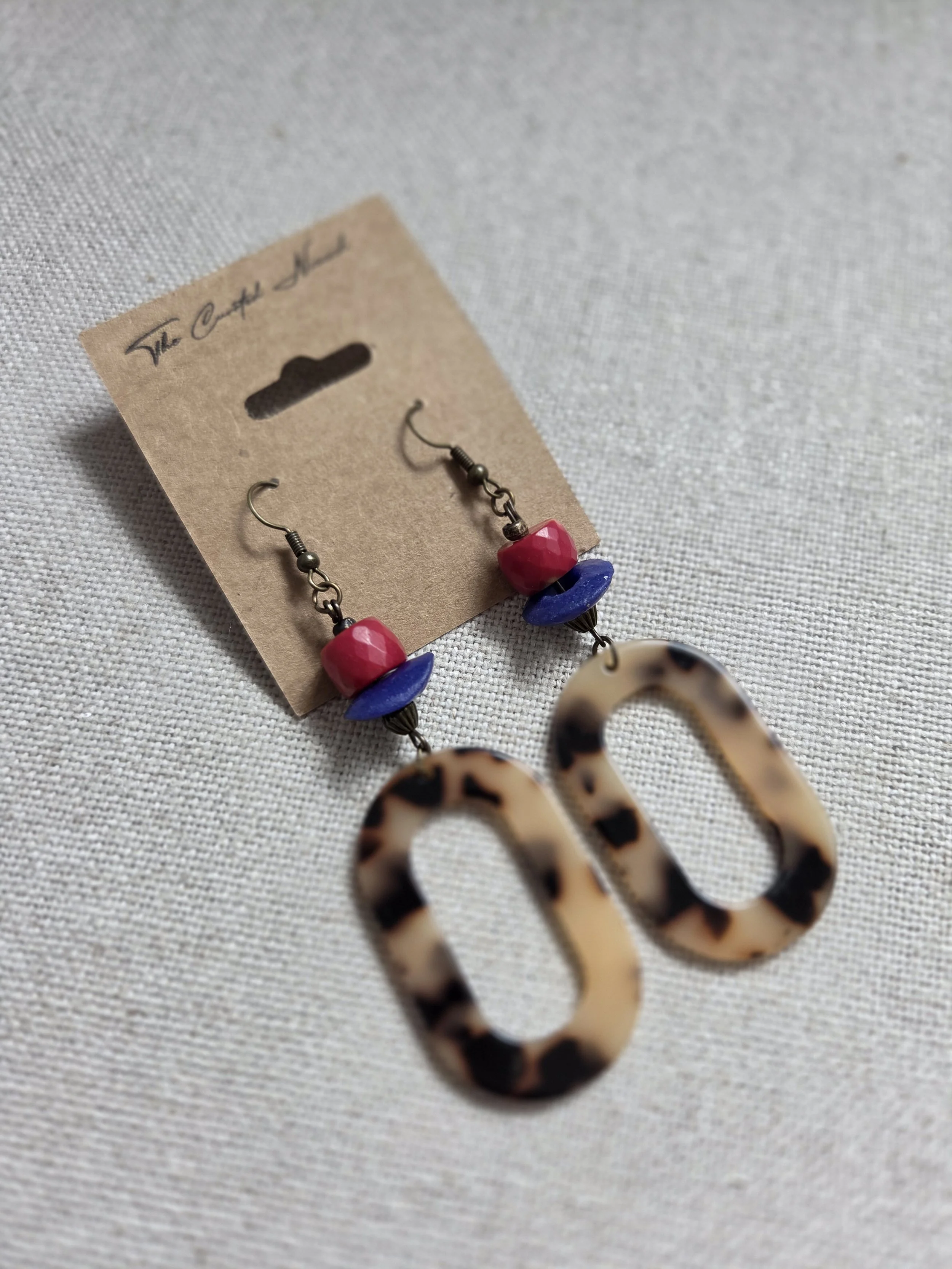 Vintage acrylic hoop with dyed coral