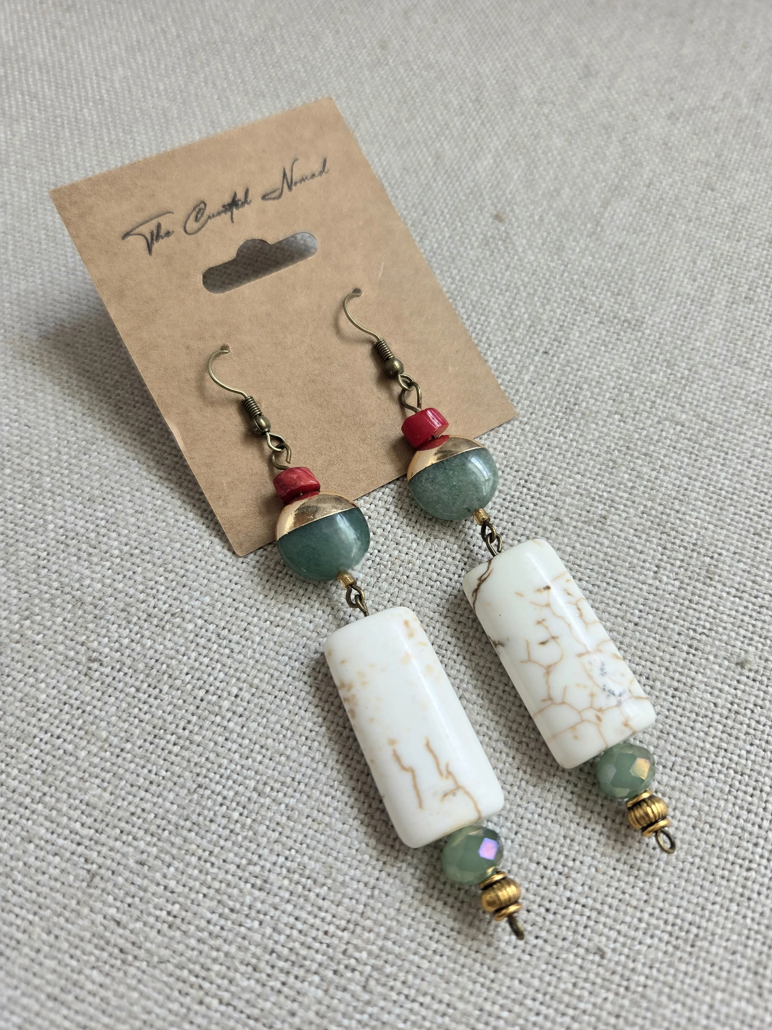 Mid century inspired stone with czech glass and red coral