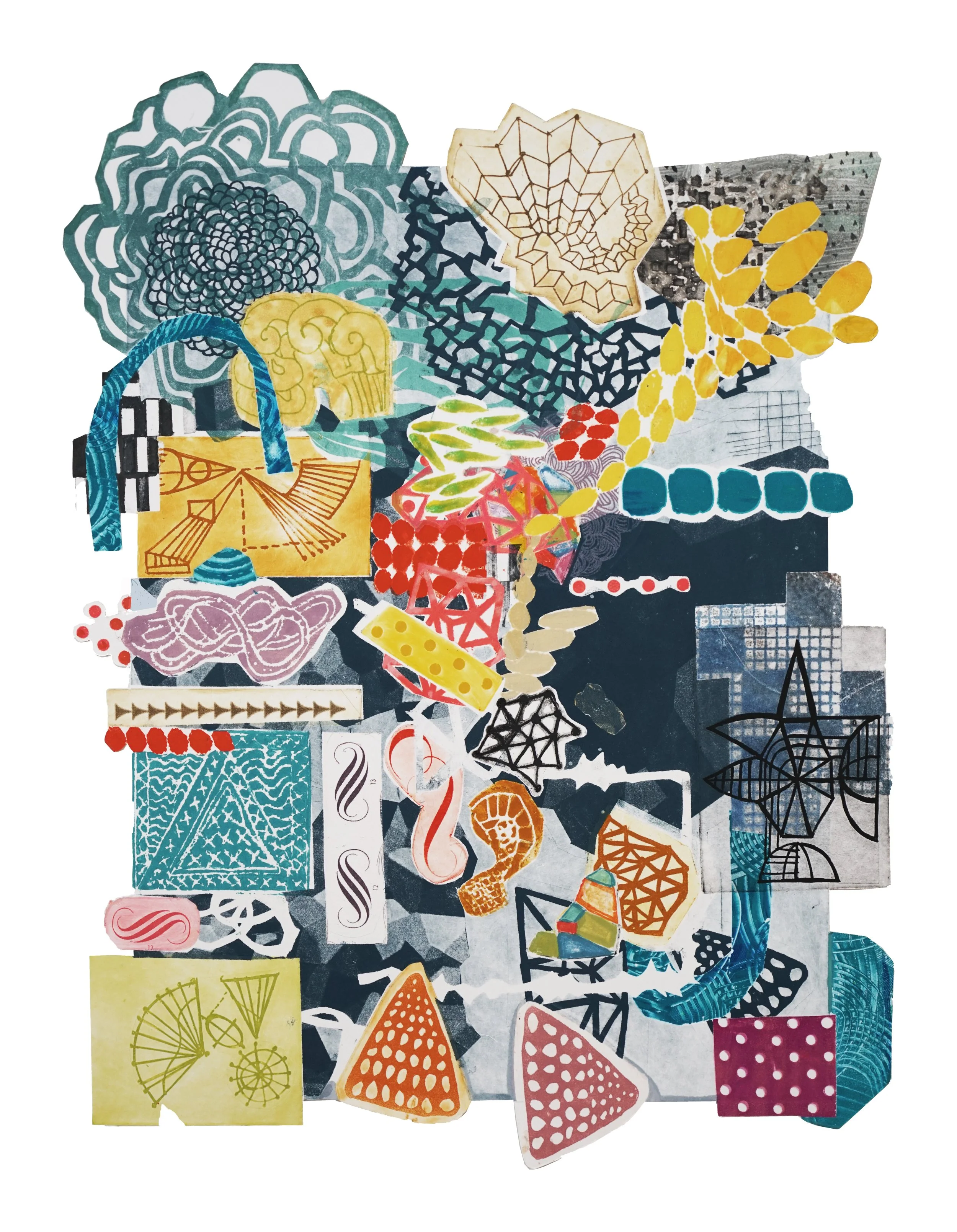 Thought Bubbly (Monoprint, cut out along plate lines) 22 x 26 in