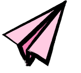 Pink paper airplane with black accents