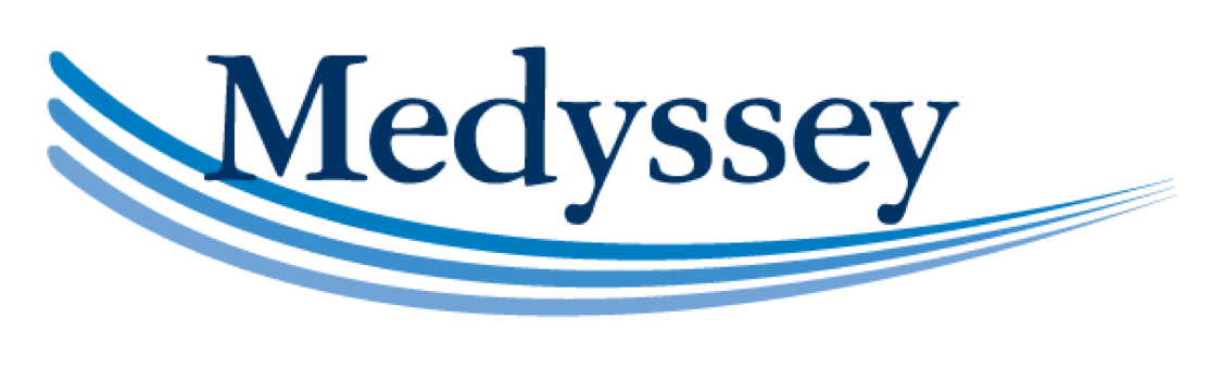 Medysey logo with blue wave design.