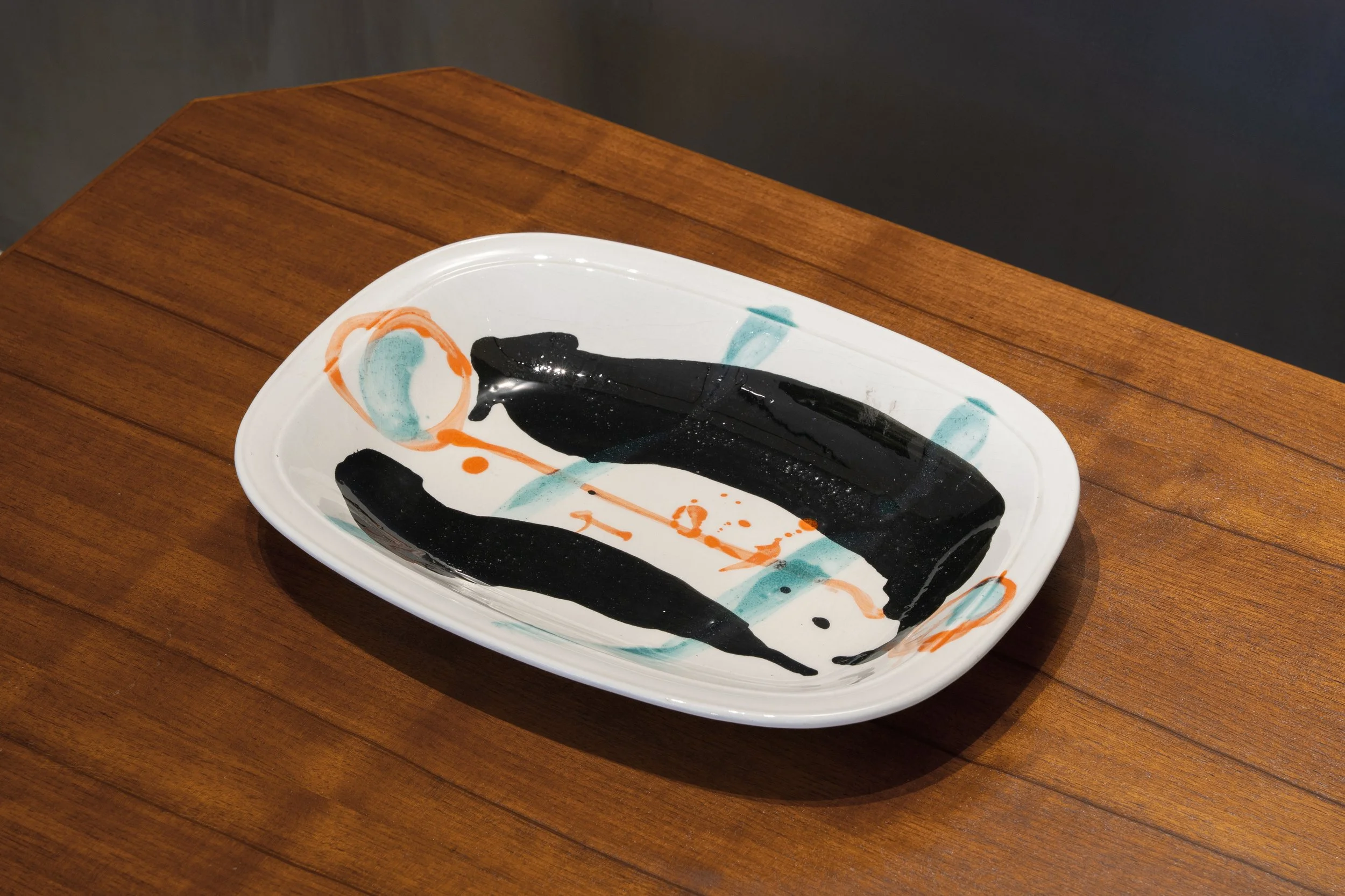 Ceramic plate signed A. Tuninetto, 1976. Ceramiche Ved. Besio e Figlio.