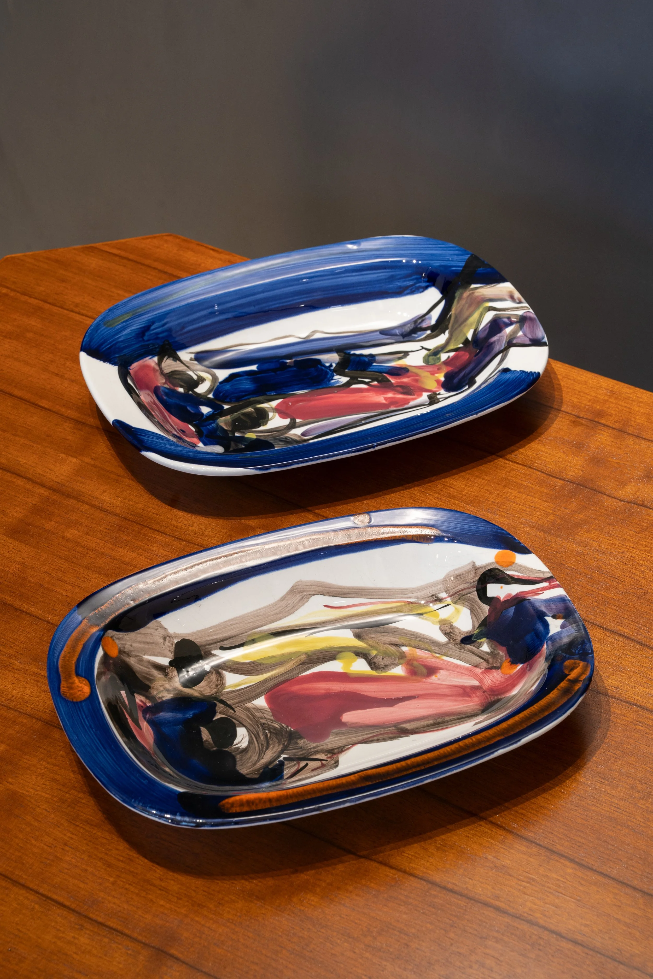 SOLD Pair of ceramic plates signed A. Tuninetto, 1976. Ceramiche Ved. Besio e Figlio.