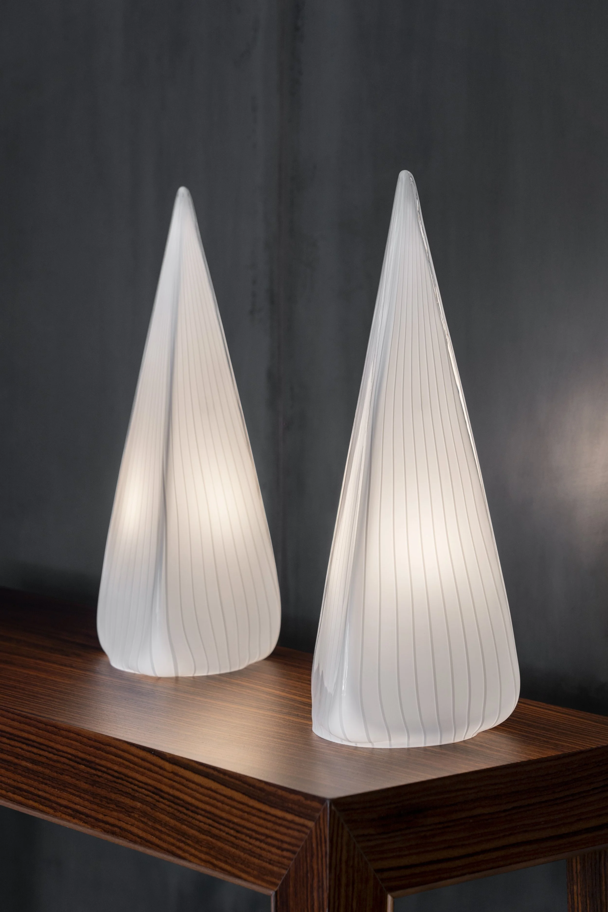 Murano glass table lamp with vertical canes by L. Tagliapietra for Effetre International