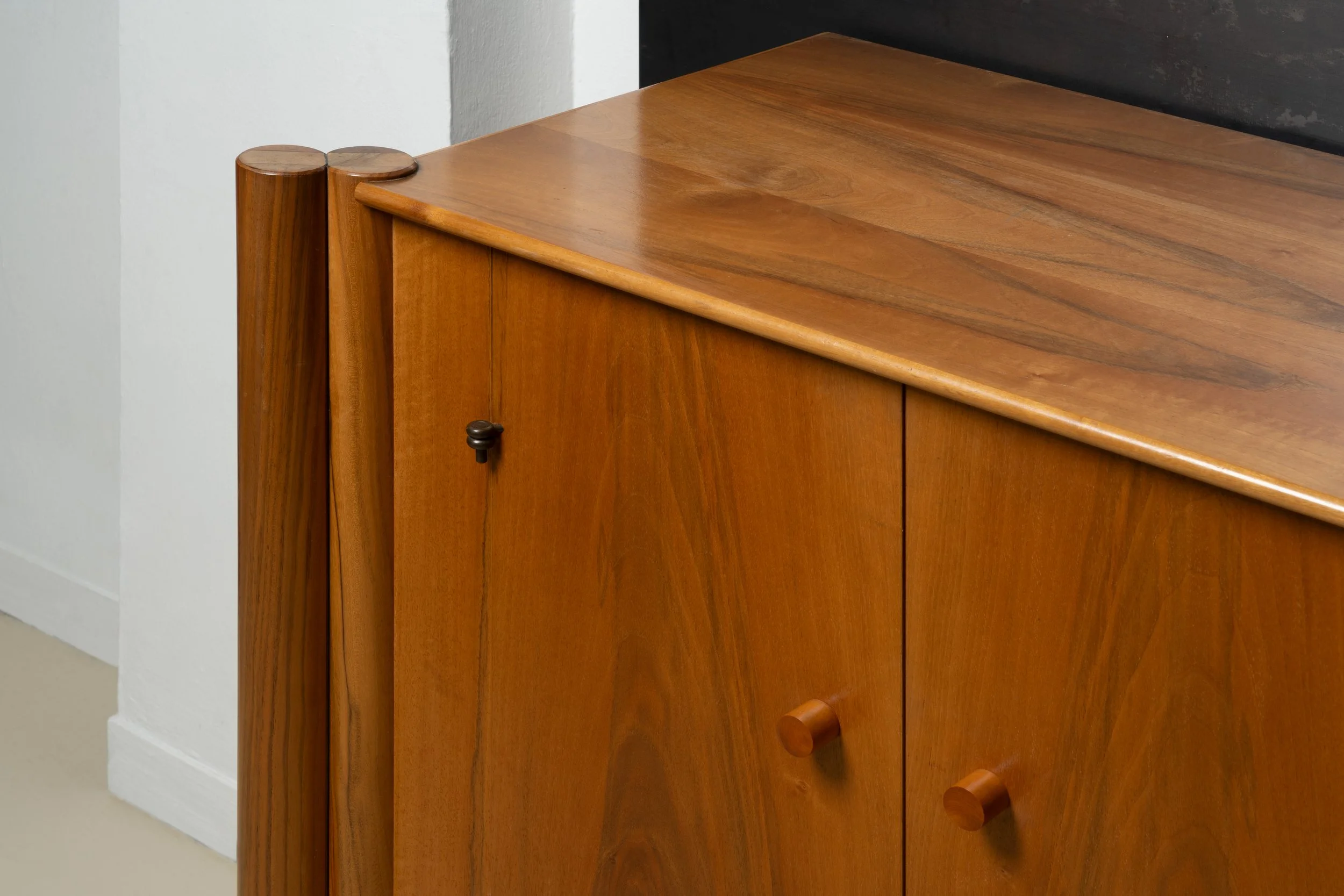 ‘Scuderia’ model sideboard crafted in walnut wood by  Carlo Scarpa for the Bernini company in the 1960s
