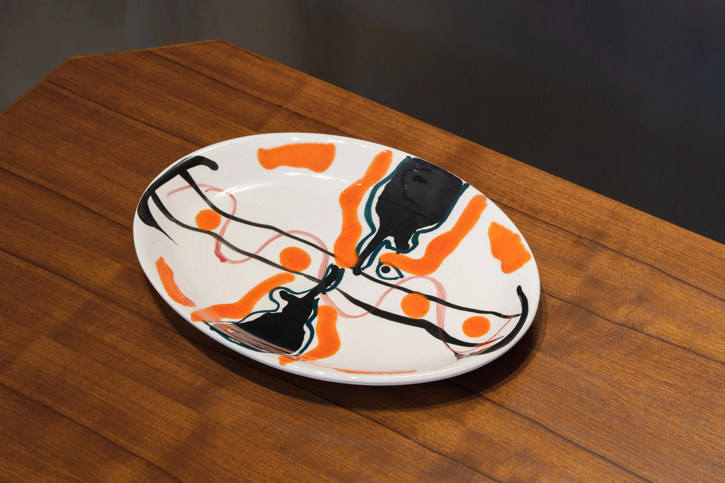 Ceramic plate signed A. Tuninetto, 1976. Ceramiche Ved. Besio e Figlio.