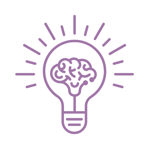 brain icon inside a lightbulb