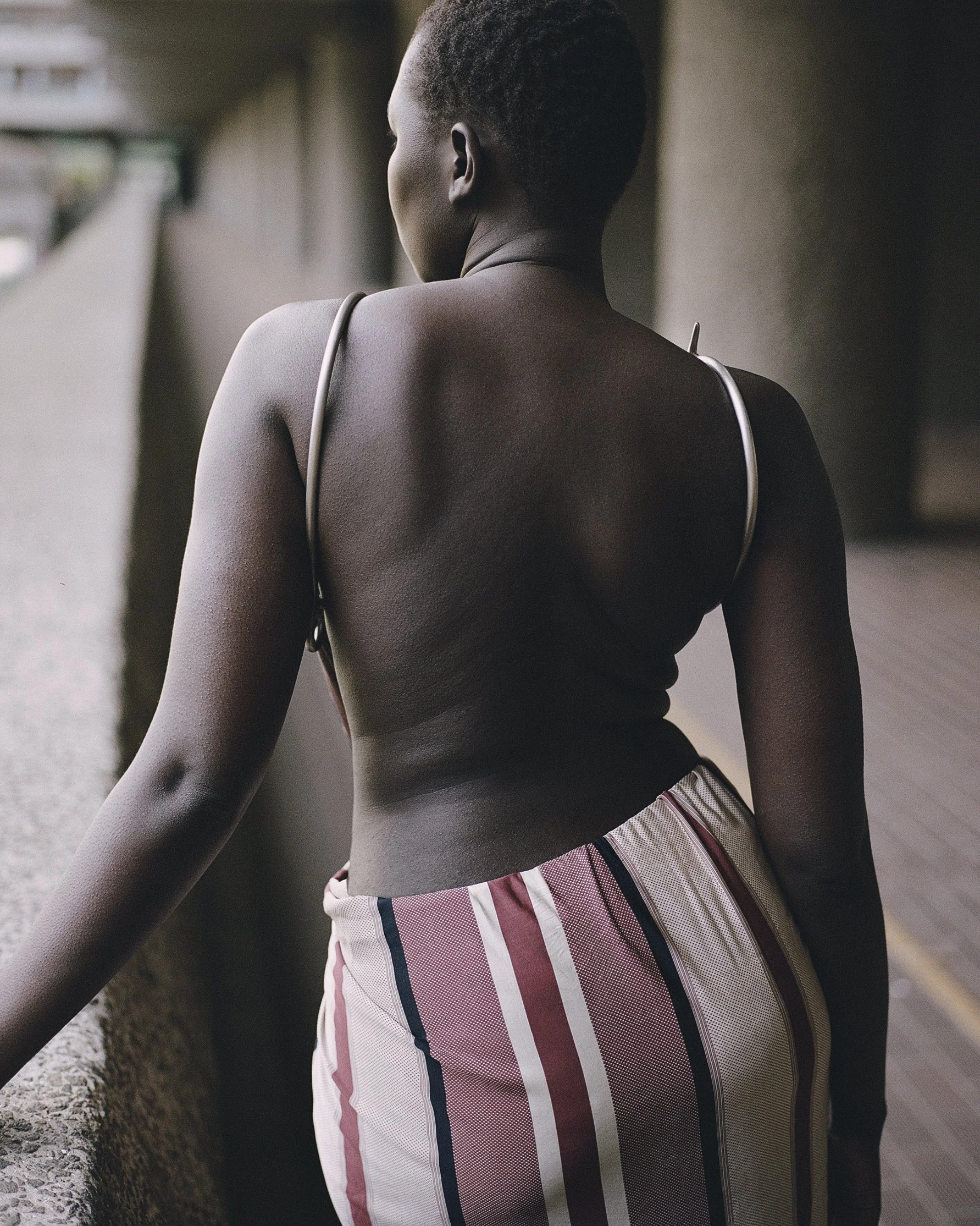 Nahaufnahme eines schwarzen Tieres mit kurzen Hörnern, wahrscheinlich eines Steinbocks.