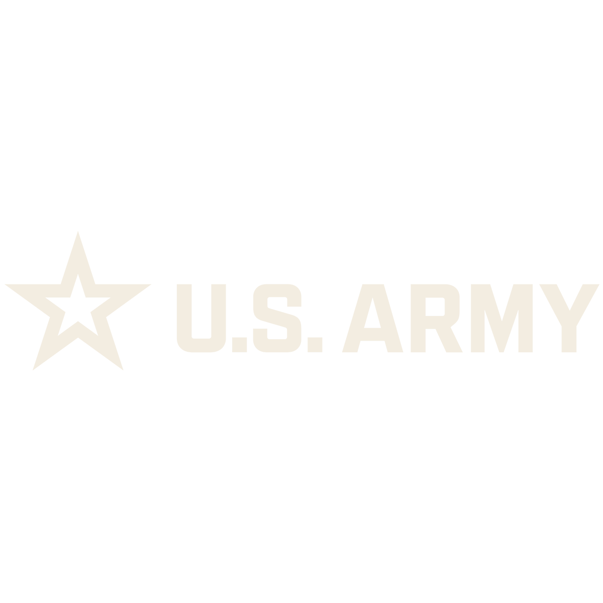 U.S. Army logo with a star and the text "U.S. ARMY" in beige.