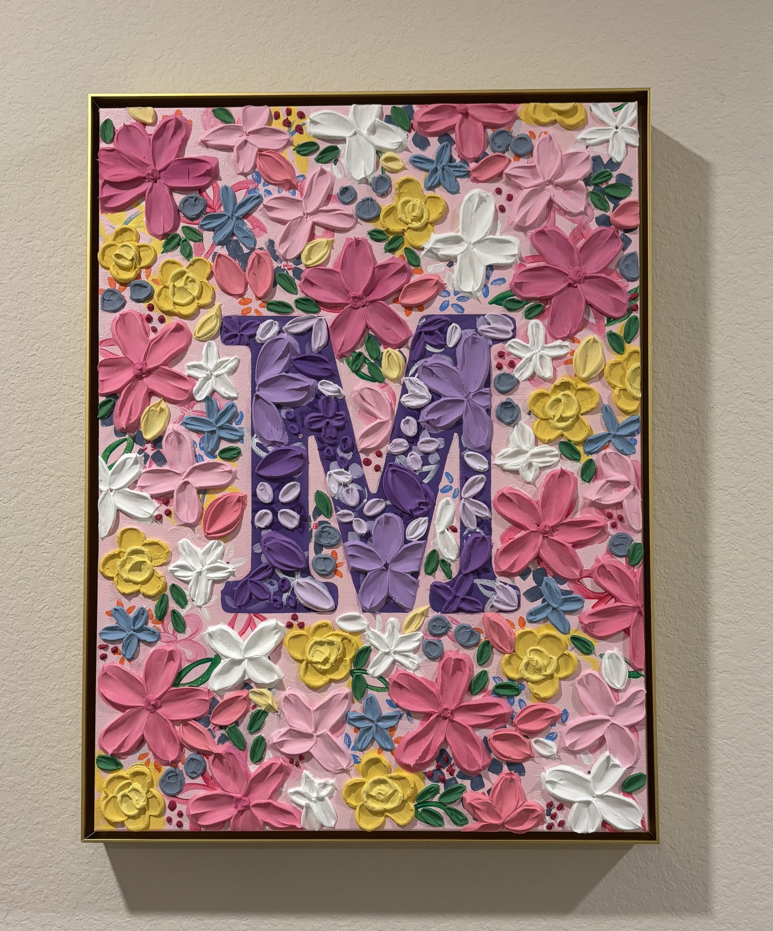 "'M' is for Magic" and all the love in this custom floral piece created for a baby girl's nursery. *SOLD*