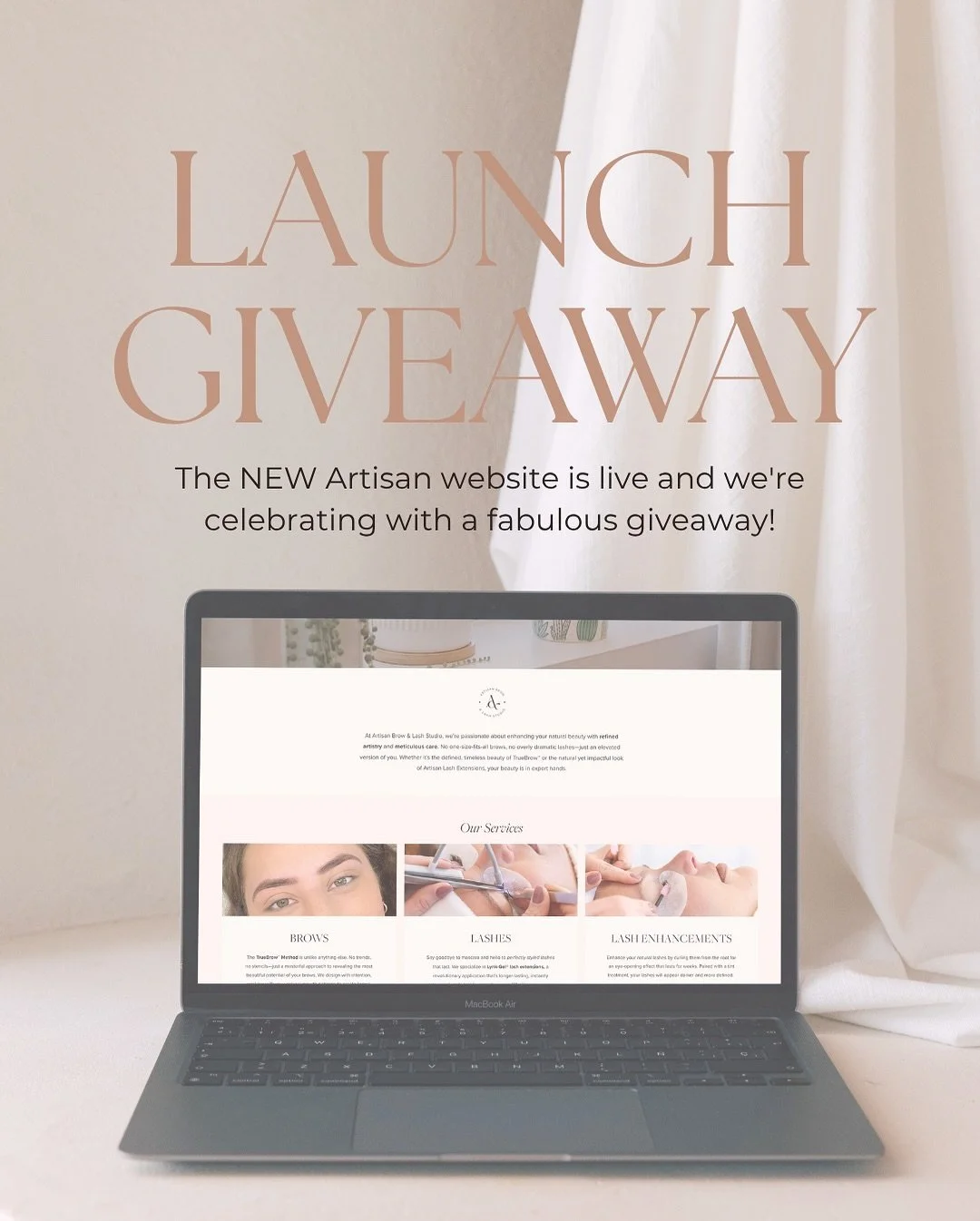 ‼️Giveaway CLOSED‼️

We&rsquo;re celebrating the website launch in a BIG WAY with a giveaway valued at $700! Winner will be announced on Monday, July 7th!

To enter:
1. Follow us! @artisanbrowandlash
2. LIKE this post
3. SAVE this post
4. SHARE this 