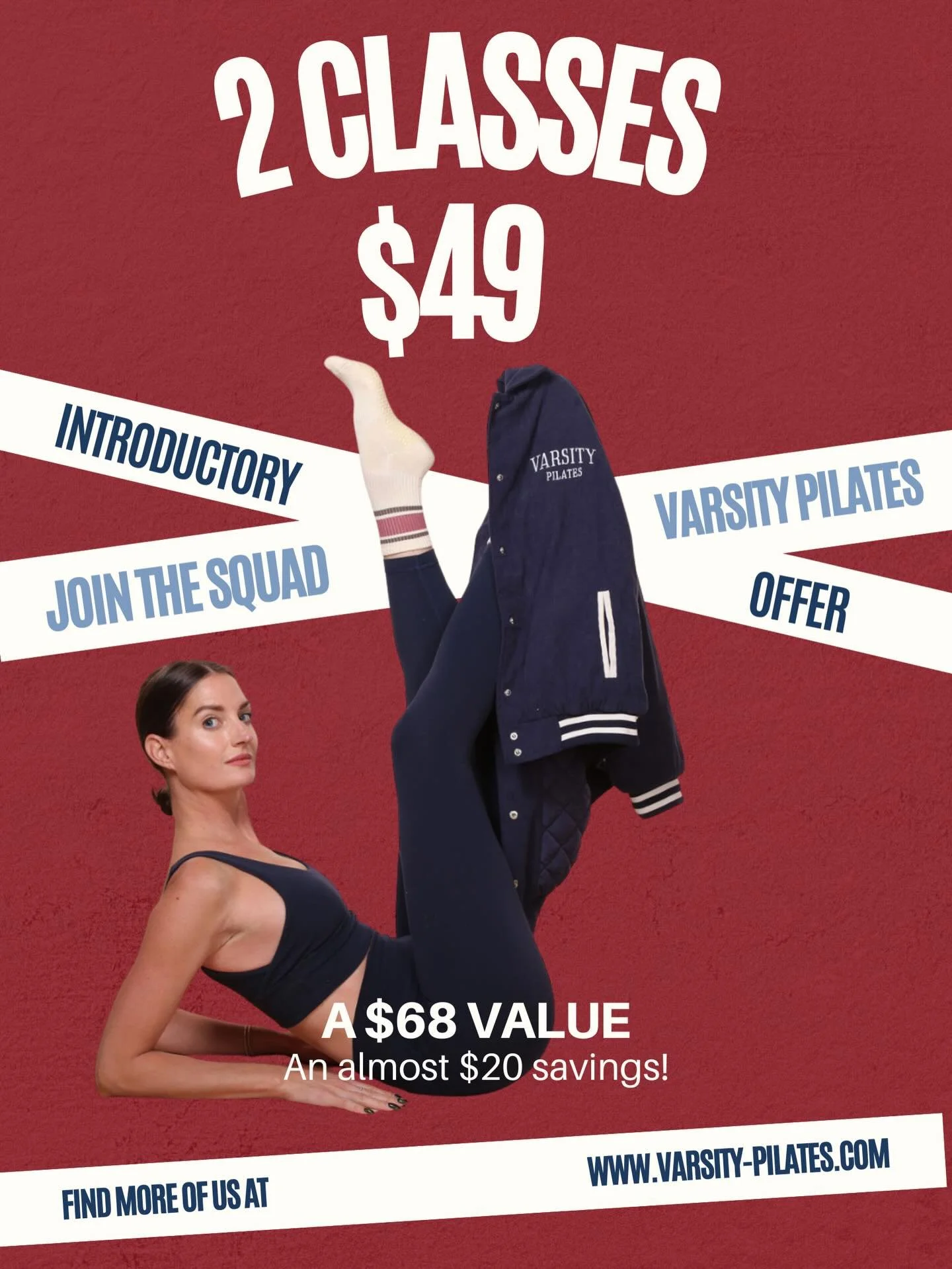 Your sign to try Pilates 👀
✨ 2 classes for $49 ✨
Welcome to Varsity 💪🏻
(For new clients only)
