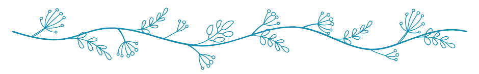 Simplified blue floral decorative border on a black background.