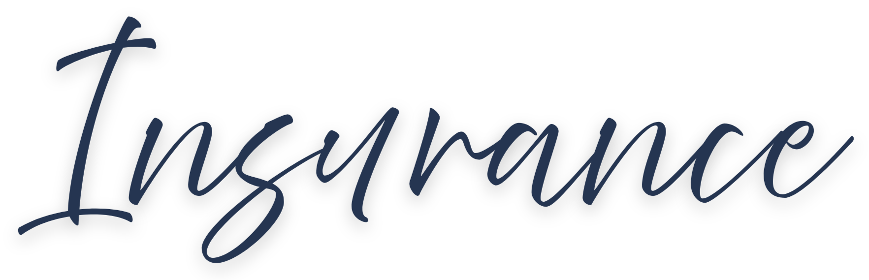 The word 'Insurance' written in a dark blue, cursive font on a transparent background.