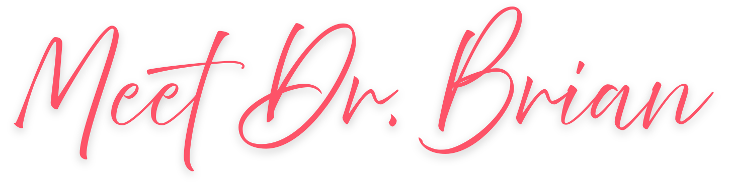 Pink cursive text reads "Meet Dr. Brain" on a black background.